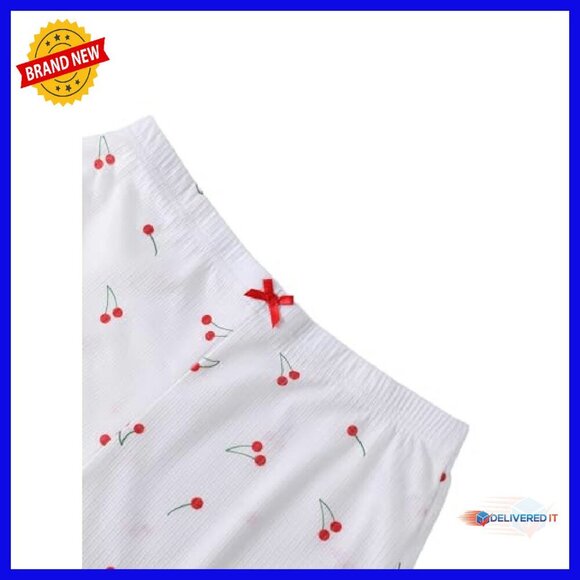 Ribbed Crop Cami Pajama Set, Soft Stretchy Fabric, Sleepwear Lounge - Picture 7 of 8